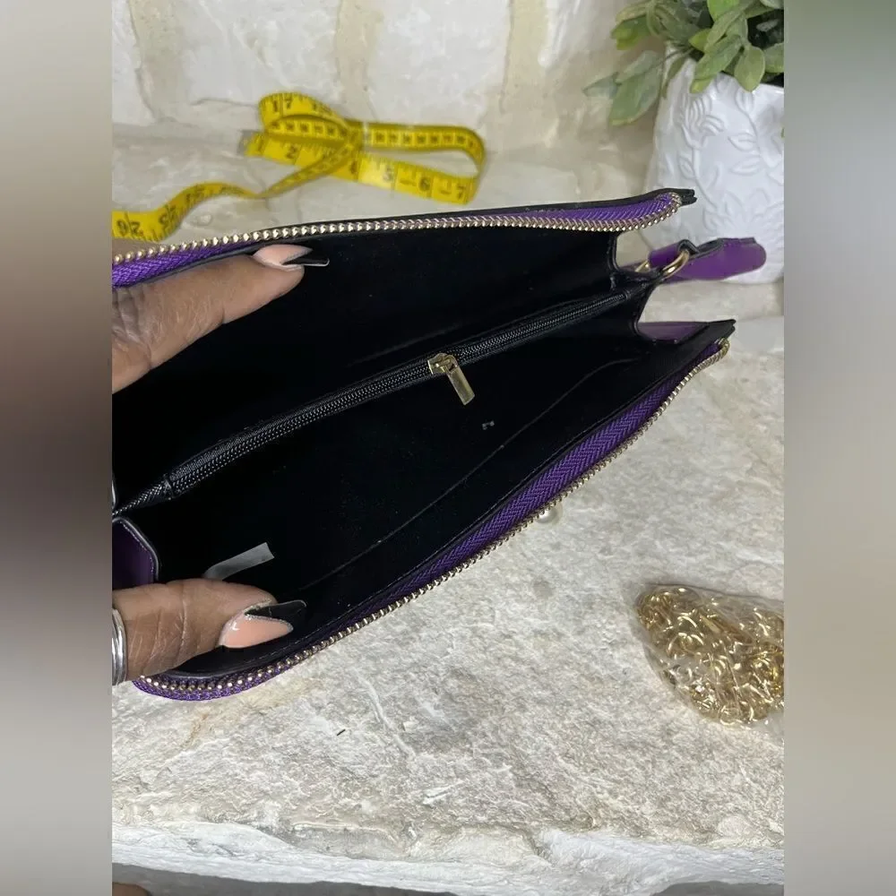 Novelty Lady Face Shoulder Bag faux Leather Messenger Travel Handbag (Purple)